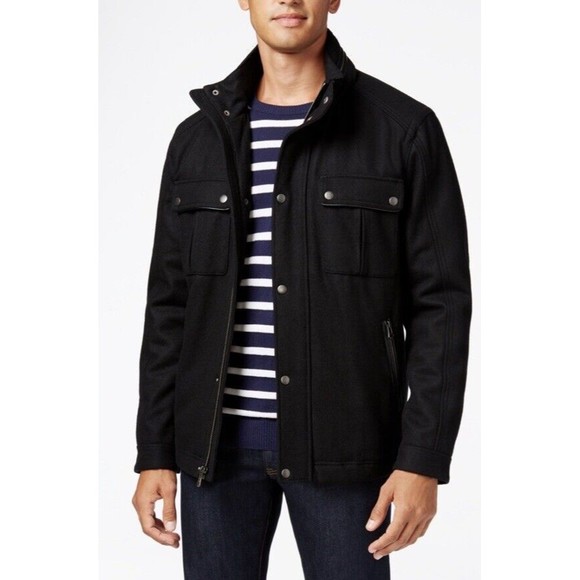 Cole Haan Men's Black Melton Wool Trucker Jacket Small NWT - Picture 16 of 16